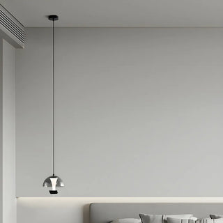 ZOWALA - Unique Dining Room Black Glass Chrome Dome Pendant Ligh Image - 2
