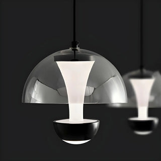 ZOWALA - Unique Dining Room Black Glass Chrome Dome Pendant Ligh Image - 6