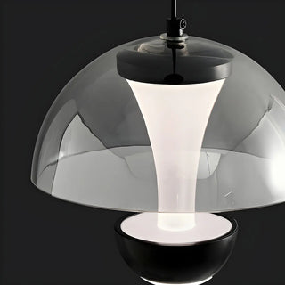 ZOWALA - Unique Dining Room Black Glass Chrome Dome Pendant Ligh Image - 7