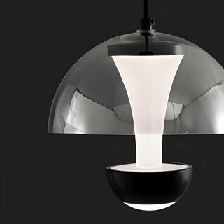 ZOWALA - Unique Dining Room Black Glass Chrome Dome Pendant Ligh Image - 8
