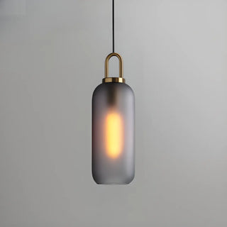 ZOWALA - Contemporary Cylinder Glass Dining Room Grey Pendant Light Image - 15