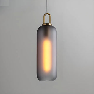 ZOWALA - Contemporary Cylinder Glass Dining Room Grey Pendant Light Image - 16