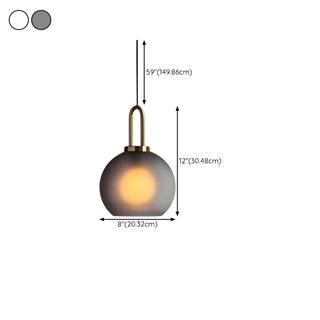 ZOWALA - Contemporary Cylinder Glass Dining Room Grey Pendant Light #size