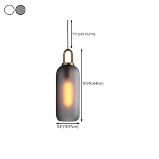 ZOWALA - Contemporary Cylinder Glass Dining Room Grey Pendant Light Image - 20