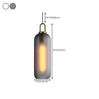 ZOWALA - Contemporary Cylinder Glass Dining Room Grey Pendant Light Image - 21