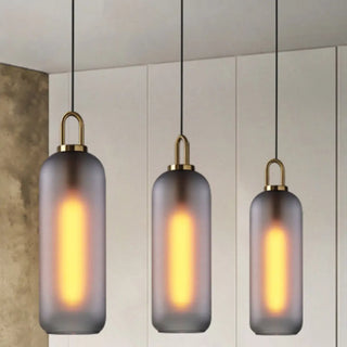 ZOWALA - Contemporary Cylinder Glass Dining Room Grey Pendant Light Image - 3