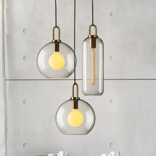 ZOWALA - Contemporary Cylinder Glass Dining Room Grey Pendant Light Image - 6