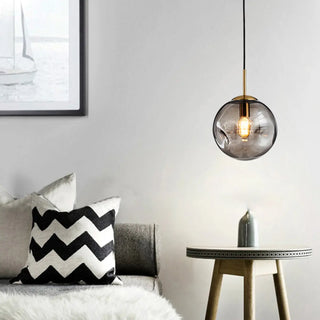 ZOWALA - Modern Abstract Brass Clear Glass Globe Pendant Light Image - 1