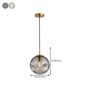 ZOWALA - Modern Abstract Brass Clear Glass Globe Pendant Light #size