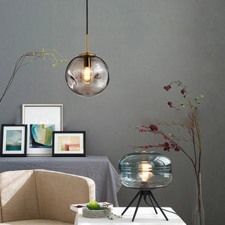ZOWALA - Modern Abstract Brass Clear Glass Globe Pendant Light Image - 2