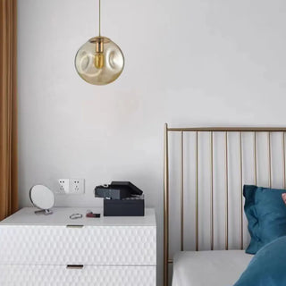 ZOWALA - Modern Abstract Brass Clear Glass Globe Pendant Light Image - 3