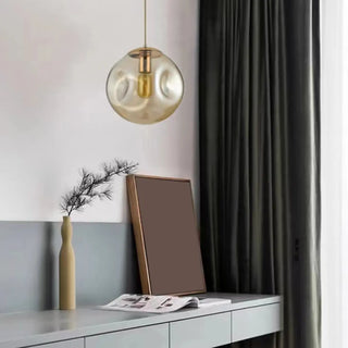 ZOWALA - Modern Abstract Brass Clear Glass Globe Pendant Light Image - 4