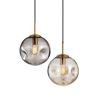 ZOWALA - Modern Abstract Brass Clear Glass Globe Pendant Light Image - 5