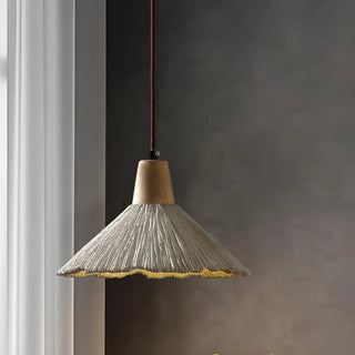 ZOWALA - Modern Wooden Grey Cone Adjustable Pendant Light Image - 1