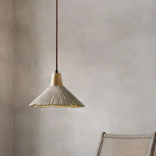 ZOWALA - Modern Wooden Grey Cone Adjustable Pendant Light Image - 2