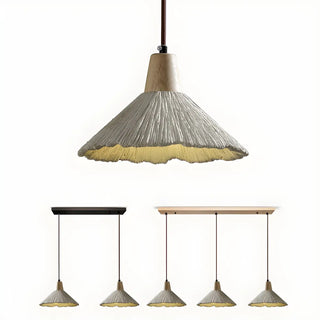 ZOWALA - Modern Wooden Grey Cone Adjustable Pendant Light Image - 9