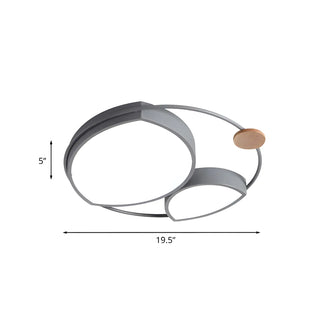 ZOWALA - Trendy Grey Geometric Arc LED Flush Mount Ceiling Light Image - 4