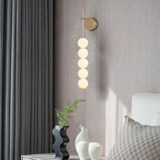Vertical String Gold Globe Glass Design Wall Lamp Zawala Image - 2