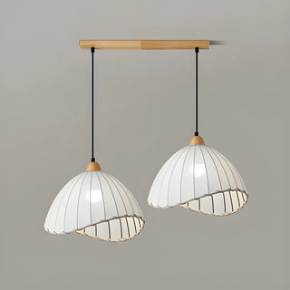 ZOWALA - Rounded Dome White Fabric Rustic Pendant Ligh Image - 10