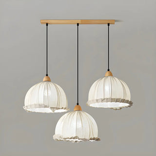ZOWALA - Rounded Dome White Fabric Rustic Pendant Ligh Image - 11