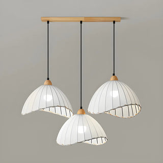 ZOWALA - Rounded Dome White Fabric Rustic Pendant Ligh Image - 12