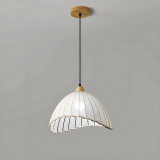 ZOWALA - Rounded Dome White Fabric Rustic Pendant Ligh Image - 14