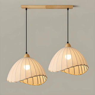 ZOWALA - Rounded Dome White Fabric Rustic Pendant Ligh Image - 15