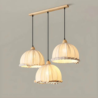 ZOWALA - Rounded Dome White Fabric Rustic Pendant Ligh Image - 16