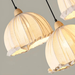 ZOWALA - Rounded Dome White Fabric Rustic Pendant Ligh Image - 17