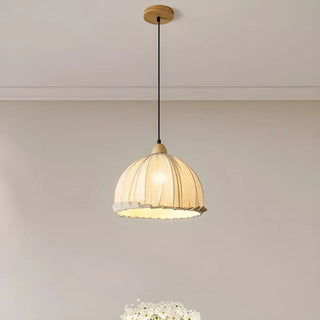 ZOWALA - Rounded Dome White Fabric Rustic Pendant Ligh Image - 2