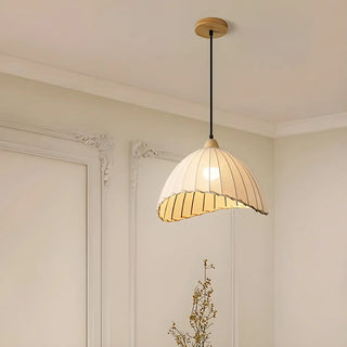 ZOWALA - Rounded Dome White Fabric Rustic Pendant Ligh Image - 20