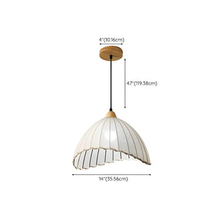 ZOWALA - Rounded Dome White Fabric Rustic Pendant Ligh #size