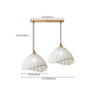 ZOWALA - Rounded Dome White Fabric Rustic Pendant Ligh Image - 22