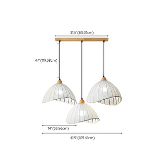 ZOWALA - Rounded Dome White Fabric Rustic Pendant Ligh Image - 23