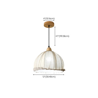 ZOWALA - Rounded Dome White Fabric Rustic Pendant Ligh Image - 24