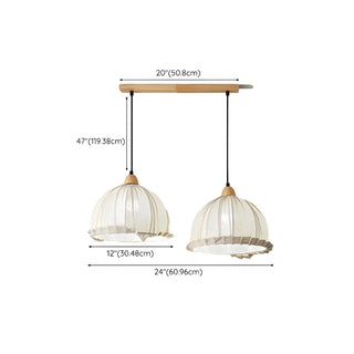 ZOWALA - Rounded Dome White Fabric Rustic Pendant Ligh Image - 25