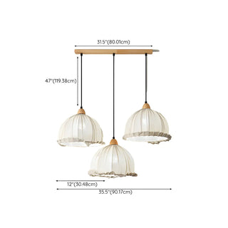 ZOWALA - Rounded Dome White Fabric Rustic Pendant Ligh Image - 26