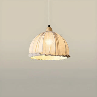 ZOWALA - Rounded Dome White Fabric Rustic Pendant Ligh Image - 3