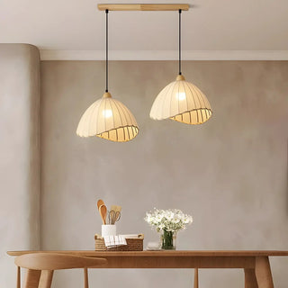ZOWALA - Rounded Dome White Fabric Rustic Pendant Ligh Image - 4
