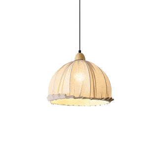 ZOWALA - Rounded Dome White Fabric Rustic Pendant Ligh Image - 5