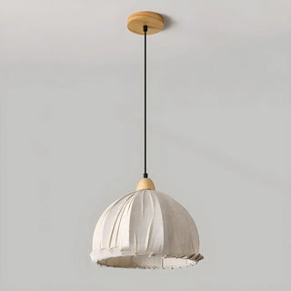ZOWALA - Rounded Dome White Fabric Rustic Pendant Ligh Image - 6