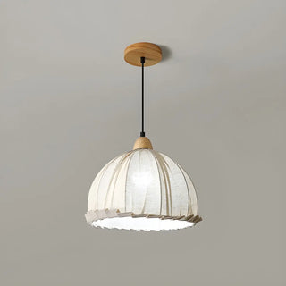 ZOWALA - Rounded Dome White Fabric Rustic Pendant Ligh Image - 7
