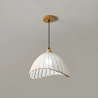ZOWALA - Rounded Dome White Fabric Rustic Pendant Ligh Image - 8