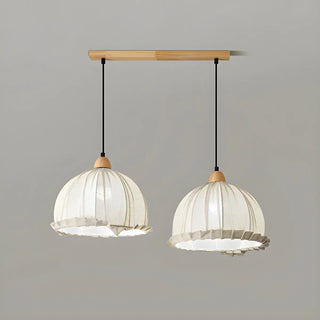 ZOWALA - Rounded Dome White Fabric Rustic Pendant Ligh Image - 9