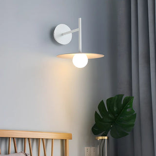 Black Minimalist Circular Shade Metal Wall Sconce Zawala Image - 2