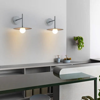Black Minimalist Circular Shade Metal Wall Sconce Zawala Image - 4