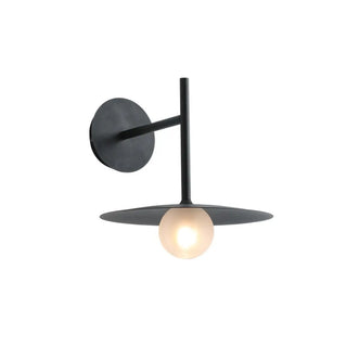 Black Minimalist Circular Shade Metal Wall Sconce Zawala Image - 5