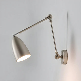 Contemporary Swing Arm Iron Bedroom Nickel Wall Light Image - 10
