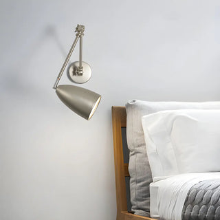 Contemporary Swing Arm Iron Bedroom Nickel Wall Light Image - 14
