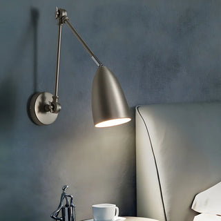 Contemporary Swing Arm Iron Bedroom Nickel Wall Light Image - 15
